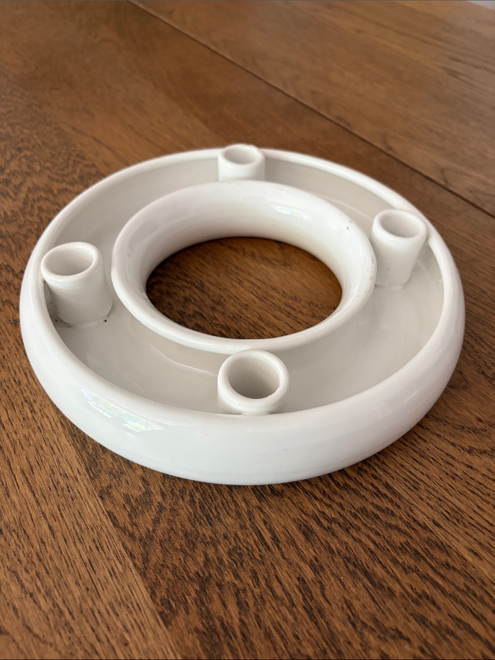 White Ceramic Round Nordic Advent Candle Holder